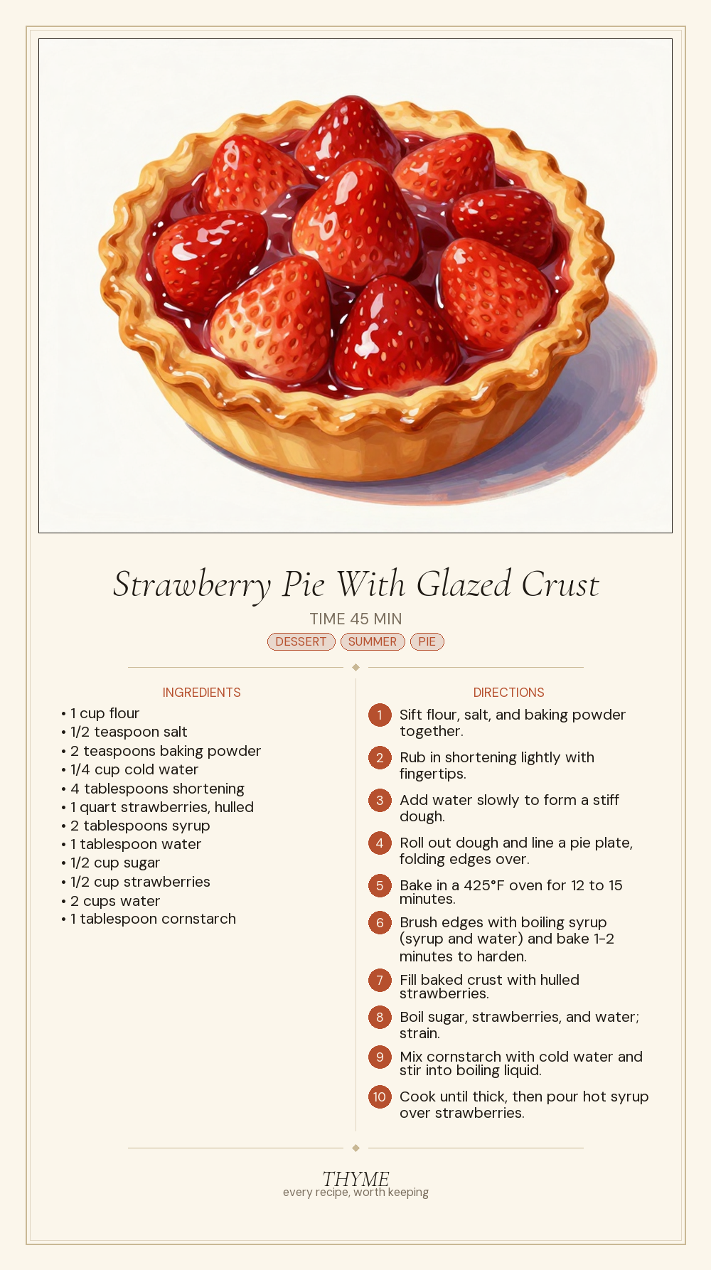 Strawberry Pie With Glazed Crust