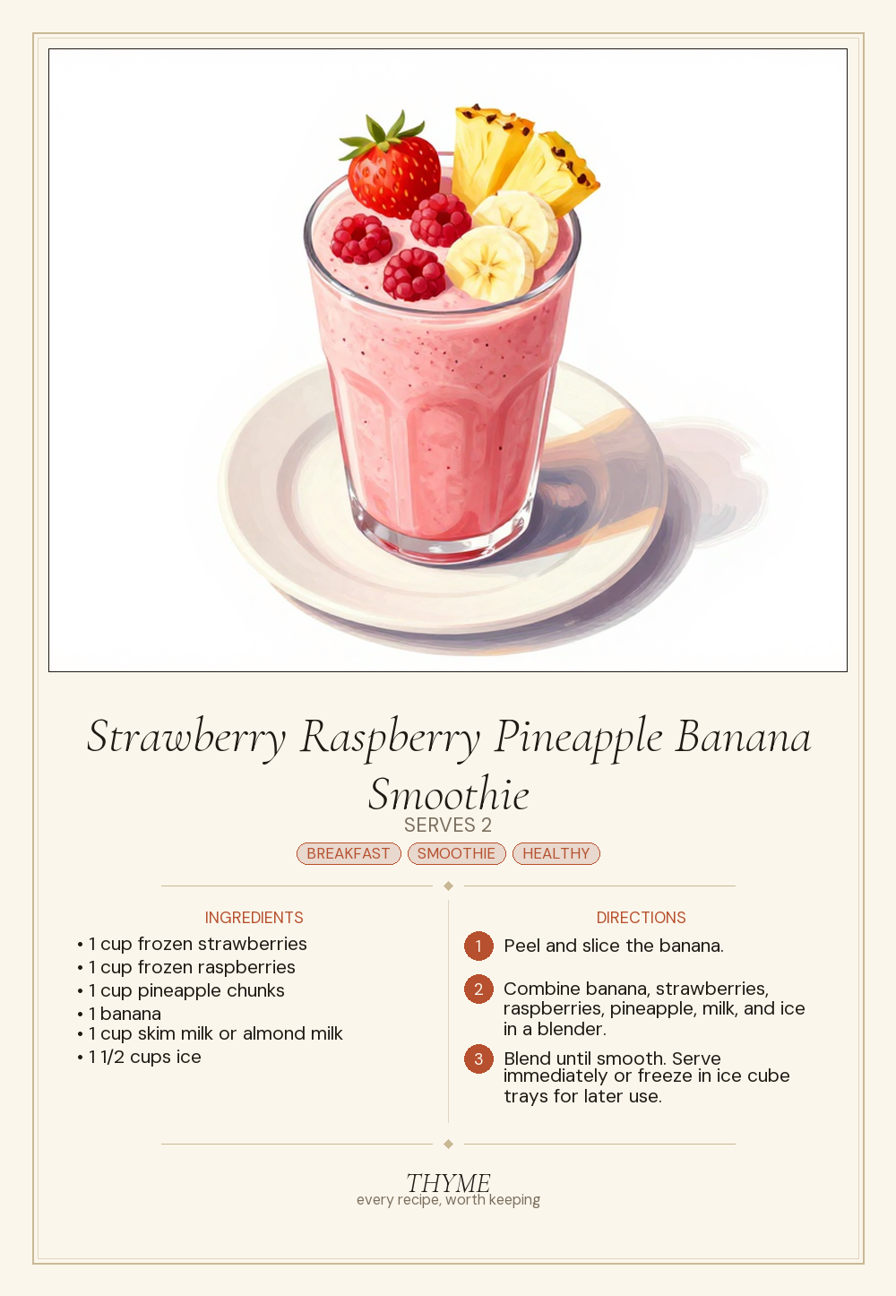 Strawberry Raspberry Pineapple Banana Smoothie