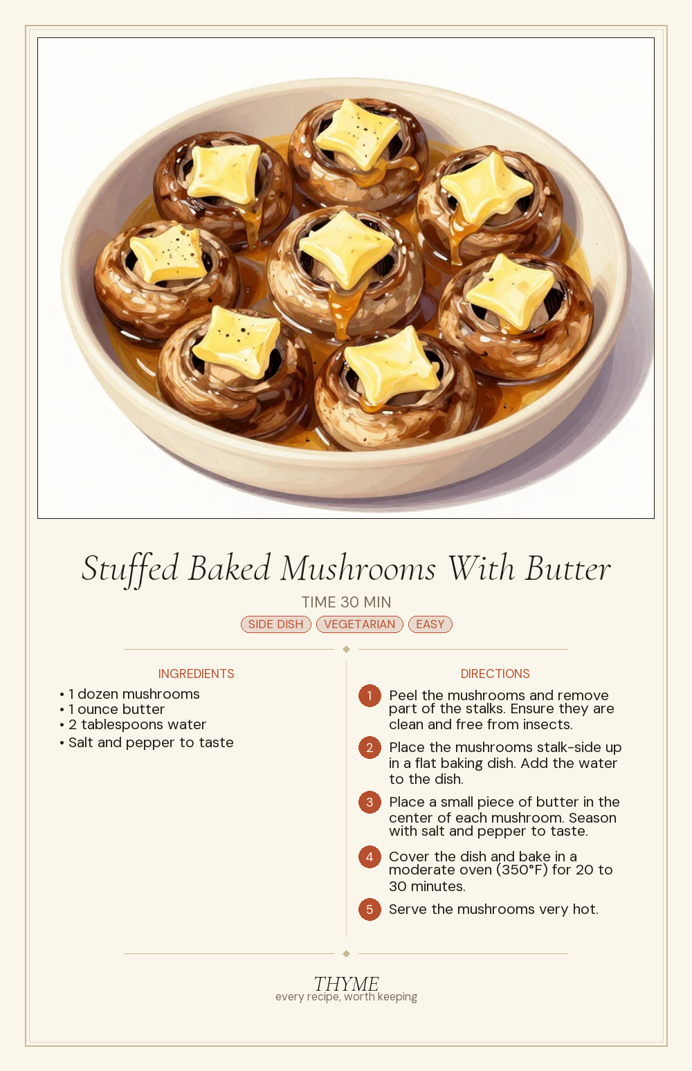 Stuffed Baked Mushrooms With Butter
