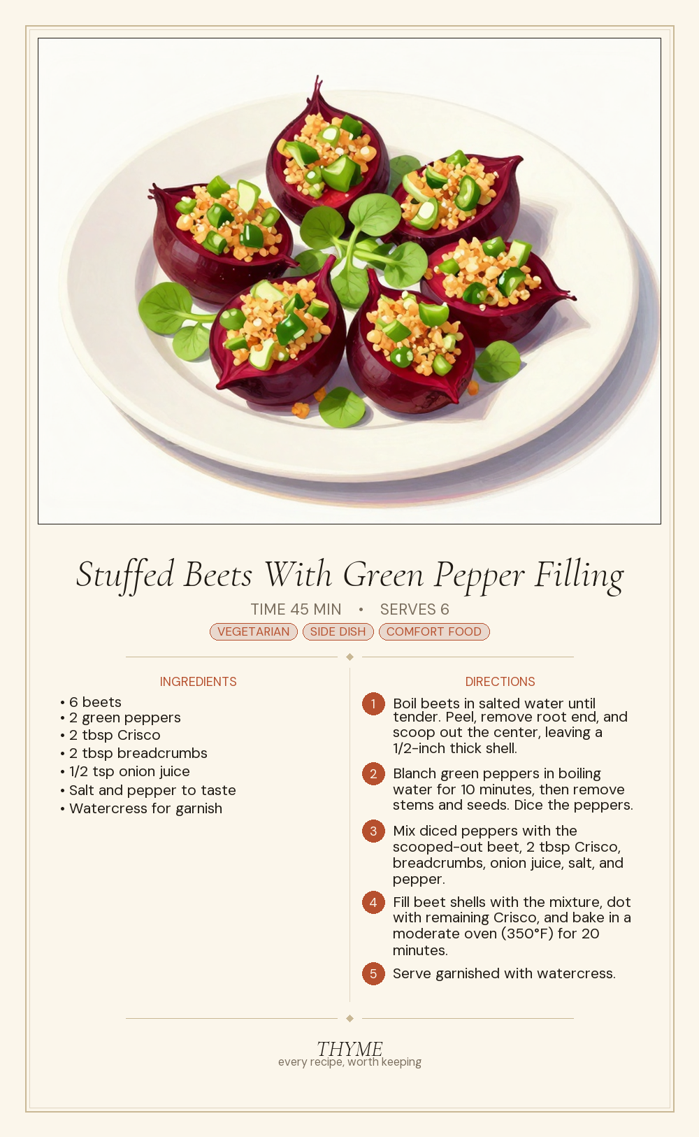 Stuffed Beets With Green Pepper Filling