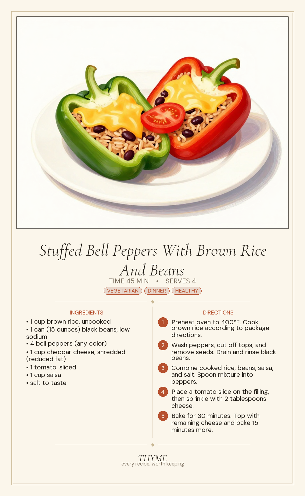 Stuffed Bell Peppers With Brown Rice And Beans