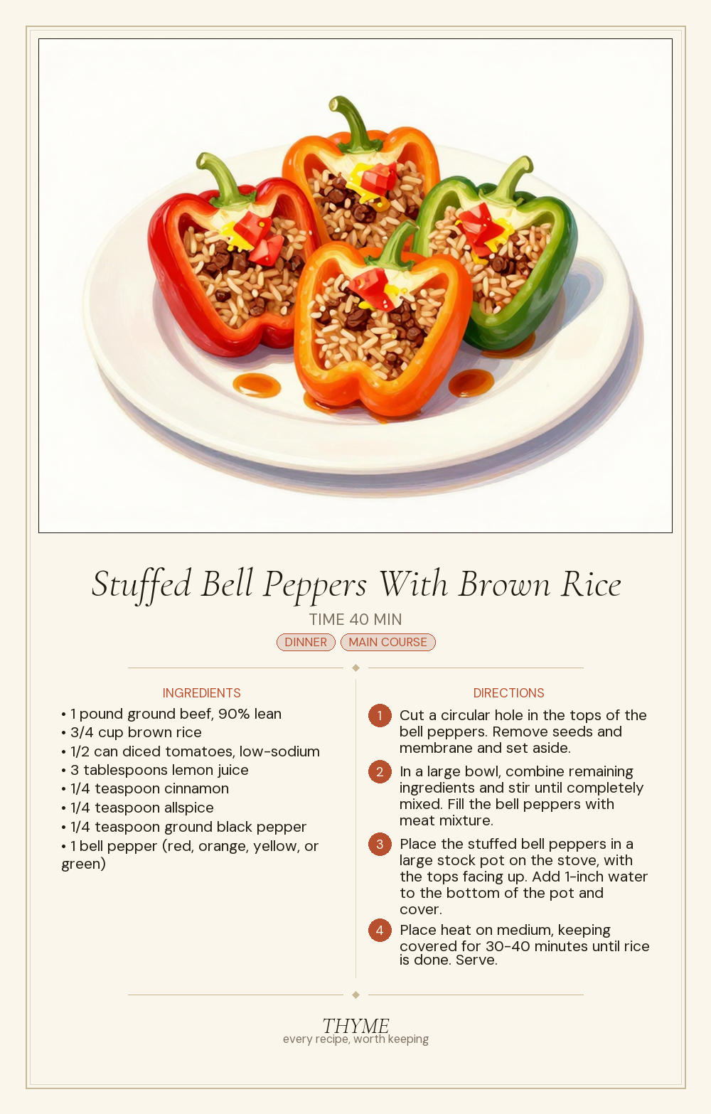 Stuffed Bell Peppers With Brown Rice