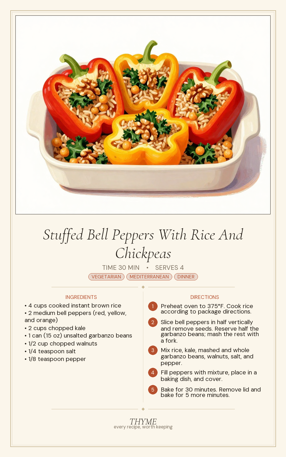 Stuffed Bell Peppers With Rice And Chickpeas