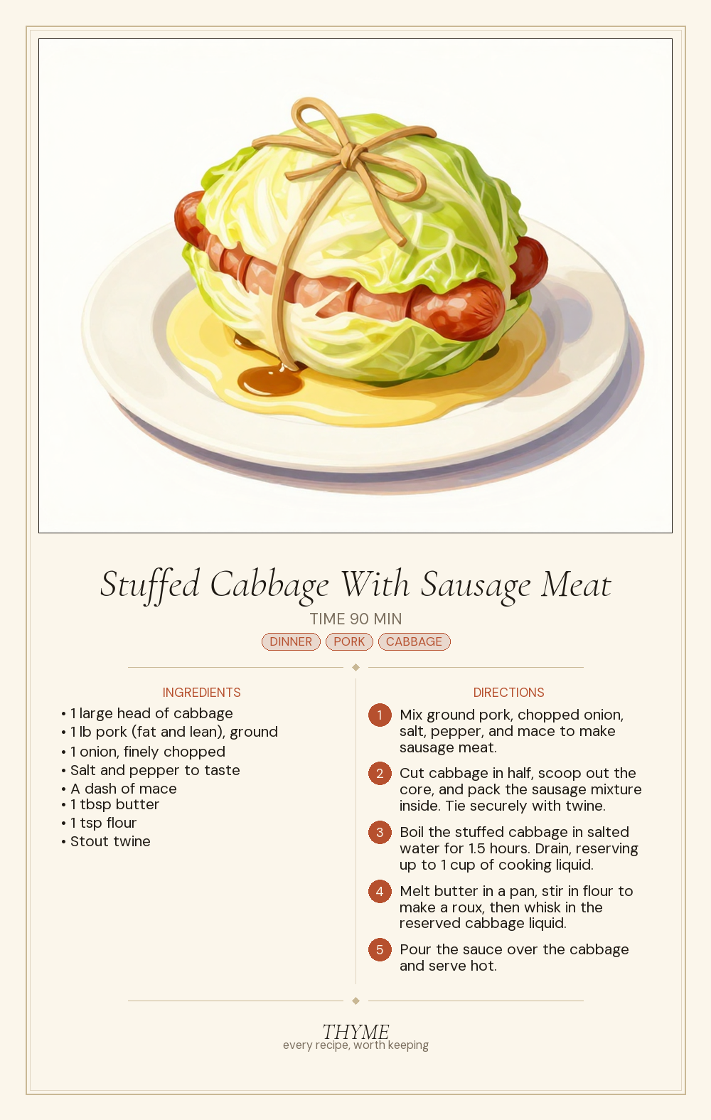 Stuffed Cabbage With Sausage Meat