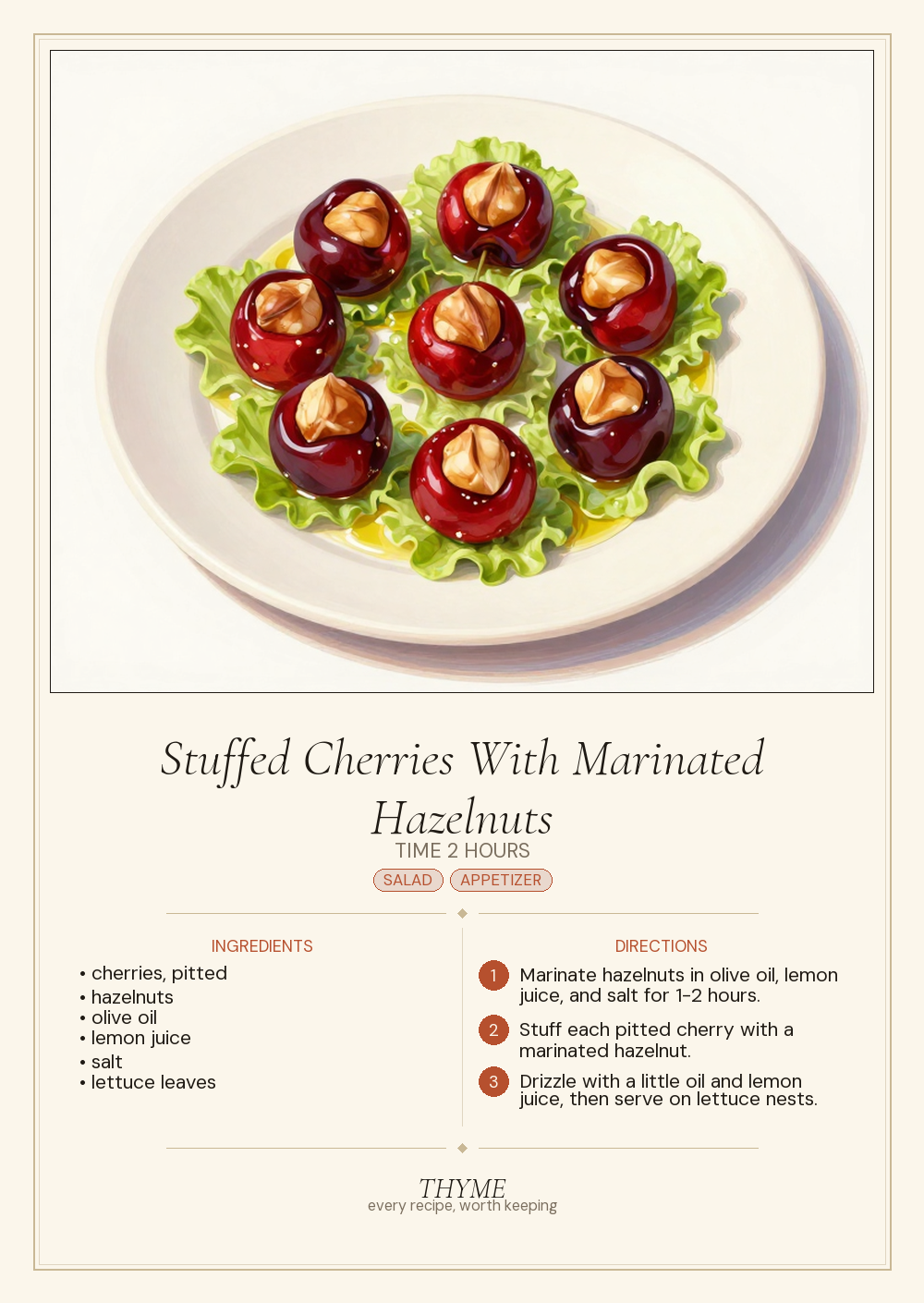 Stuffed Cherries With Marinated Hazelnuts