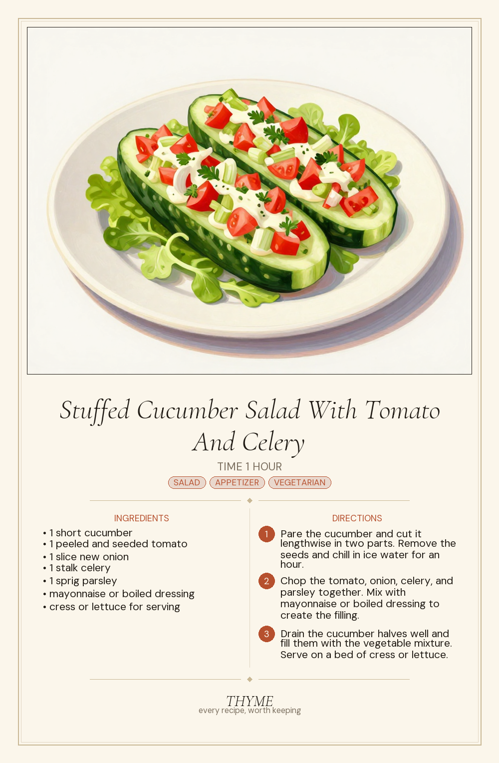 Stuffed Cucumber Salad With Tomato And Celery