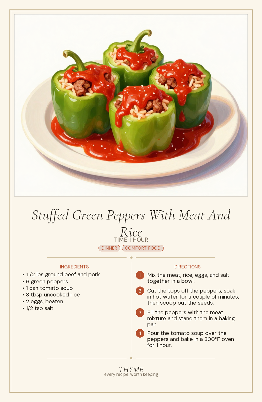Stuffed Green Peppers With Meat And Rice
