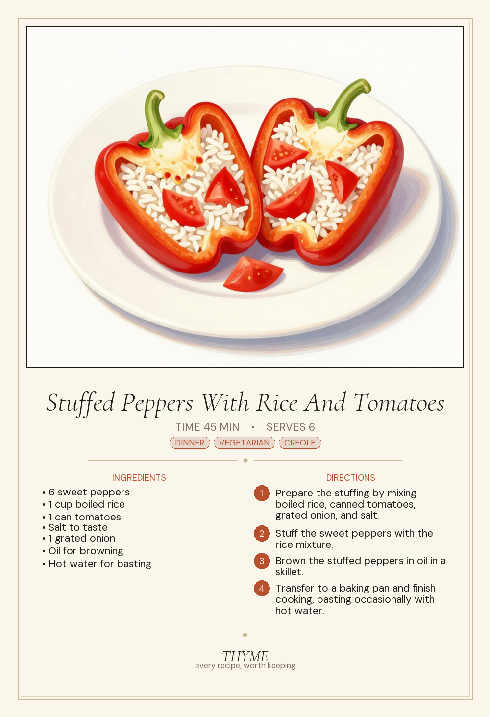 Stuffed Peppers With Rice And Tomatoes