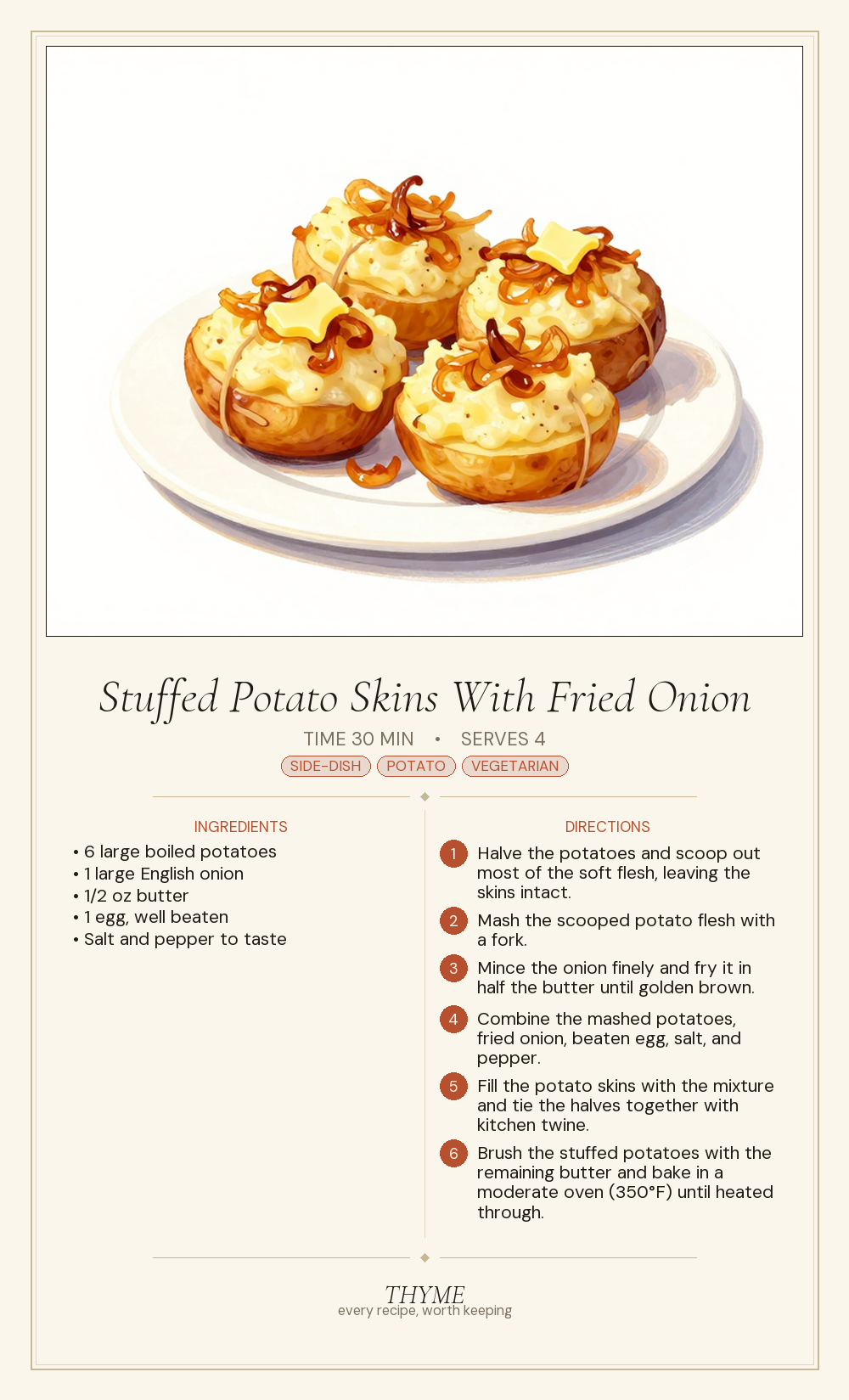 Stuffed Potato Skins With Fried Onion