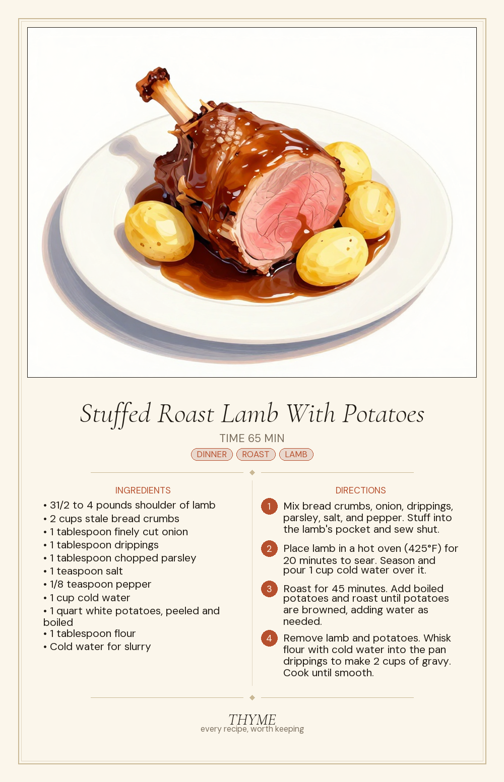 Stuffed Roast Lamb With Potatoes