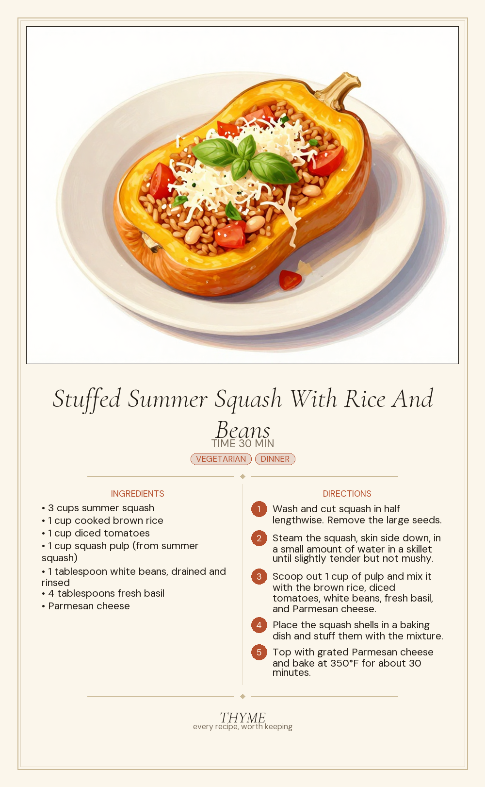 Stuffed Summer Squash With Rice And Beans