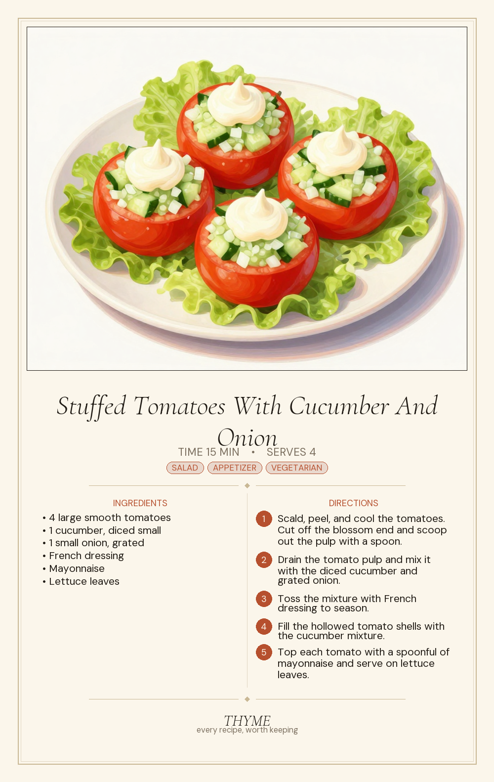Stuffed Tomatoes With Cucumber And Onion