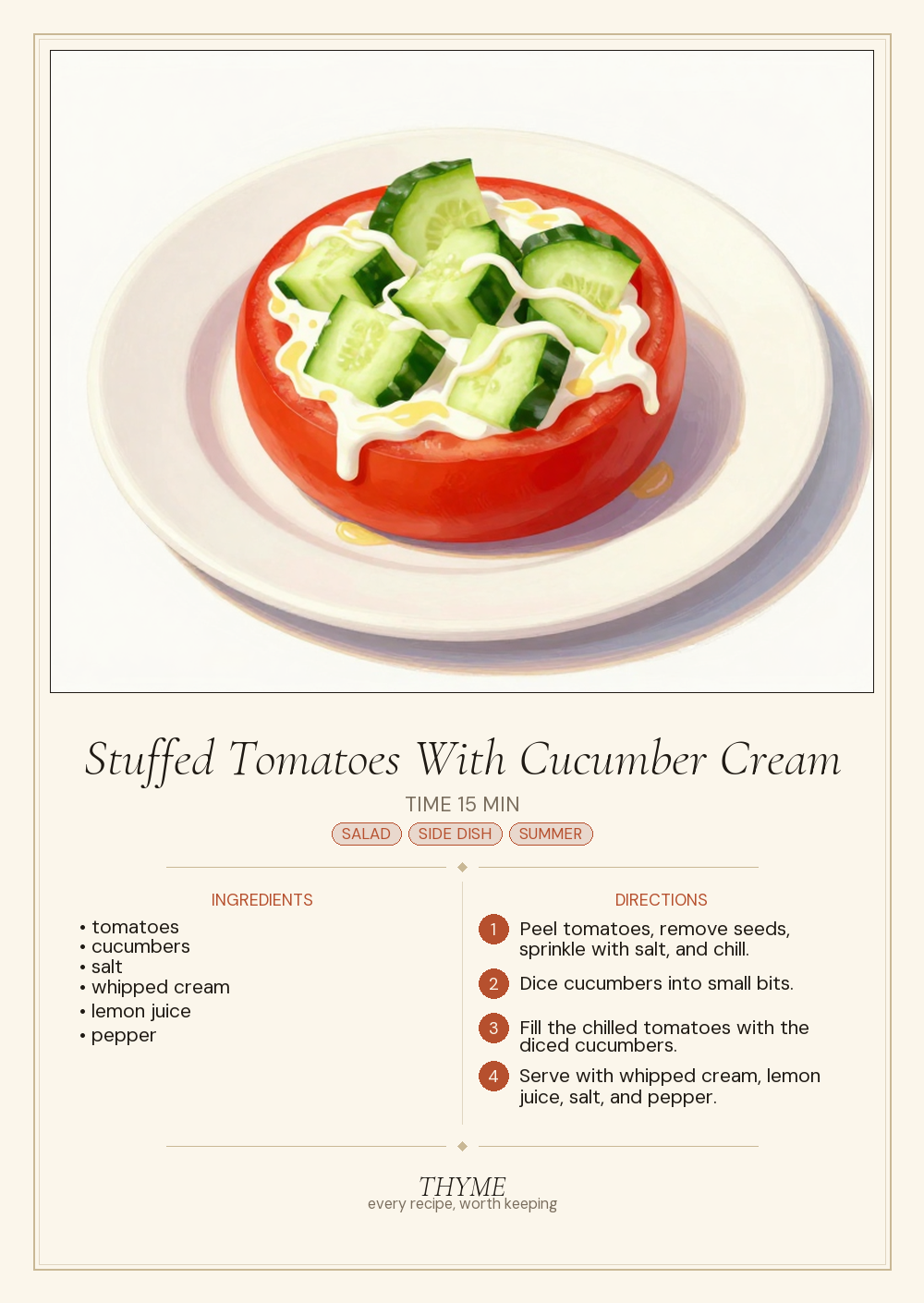 Stuffed Tomatoes With Cucumber Cream