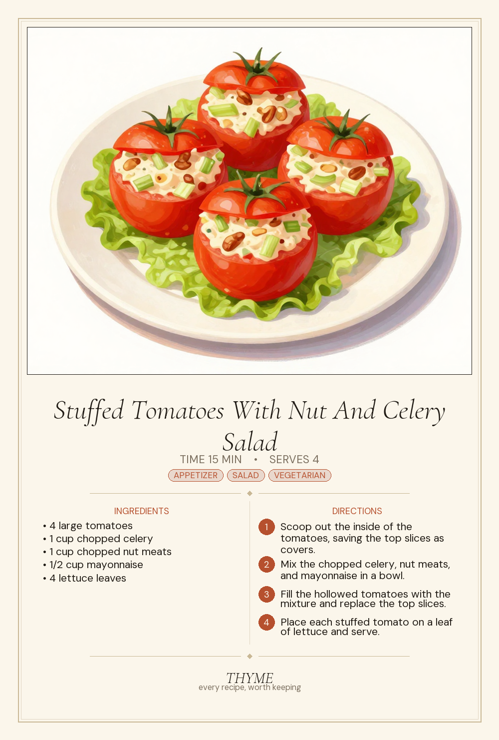 Stuffed Tomatoes With Nut And Celery Salad