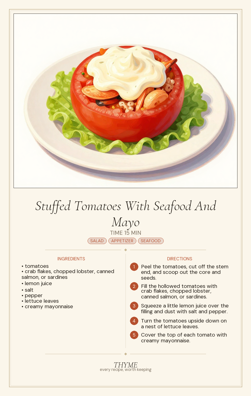 Stuffed Tomatoes With Seafood And Mayo