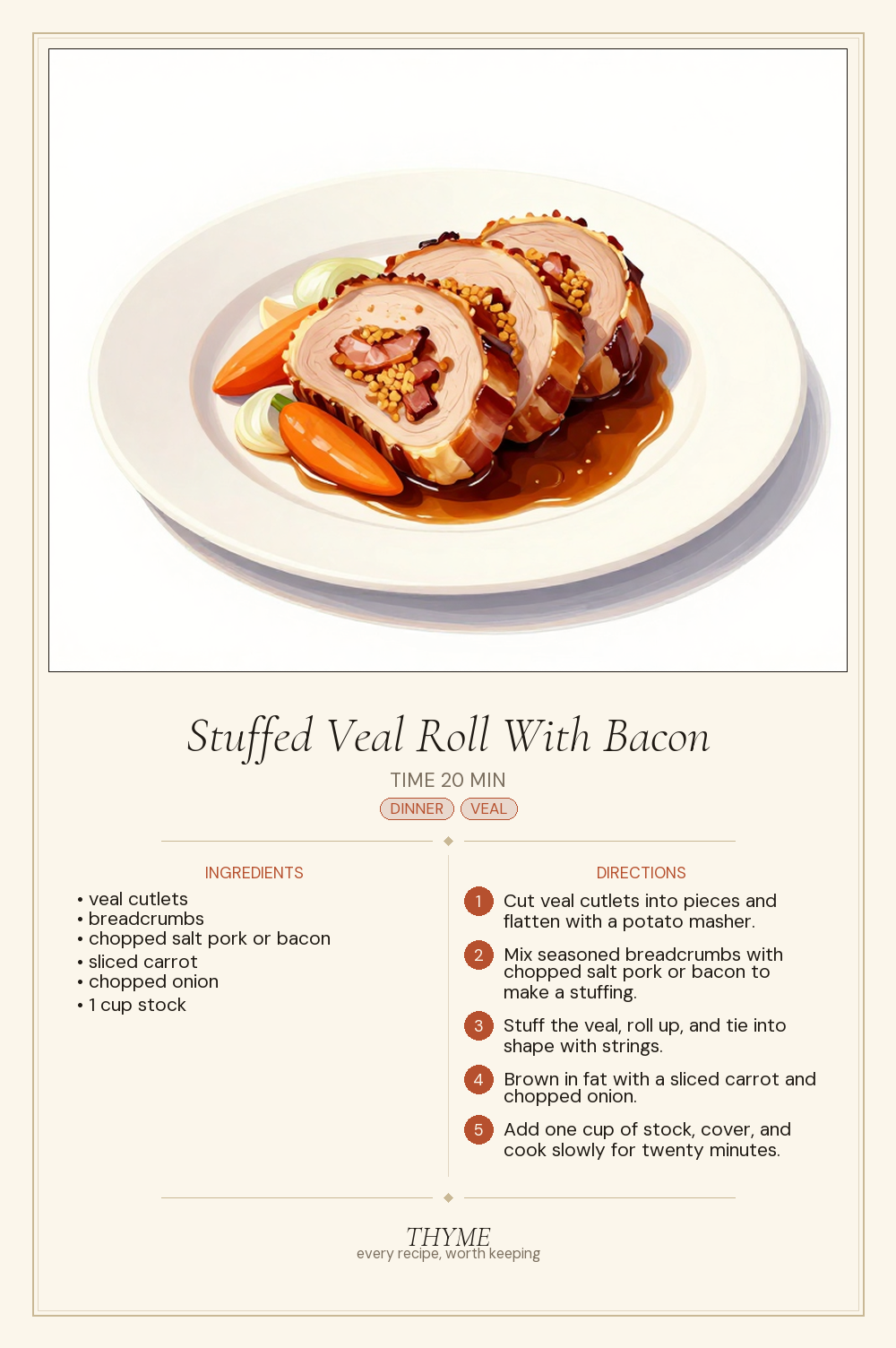 Stuffed Veal Roll With Bacon