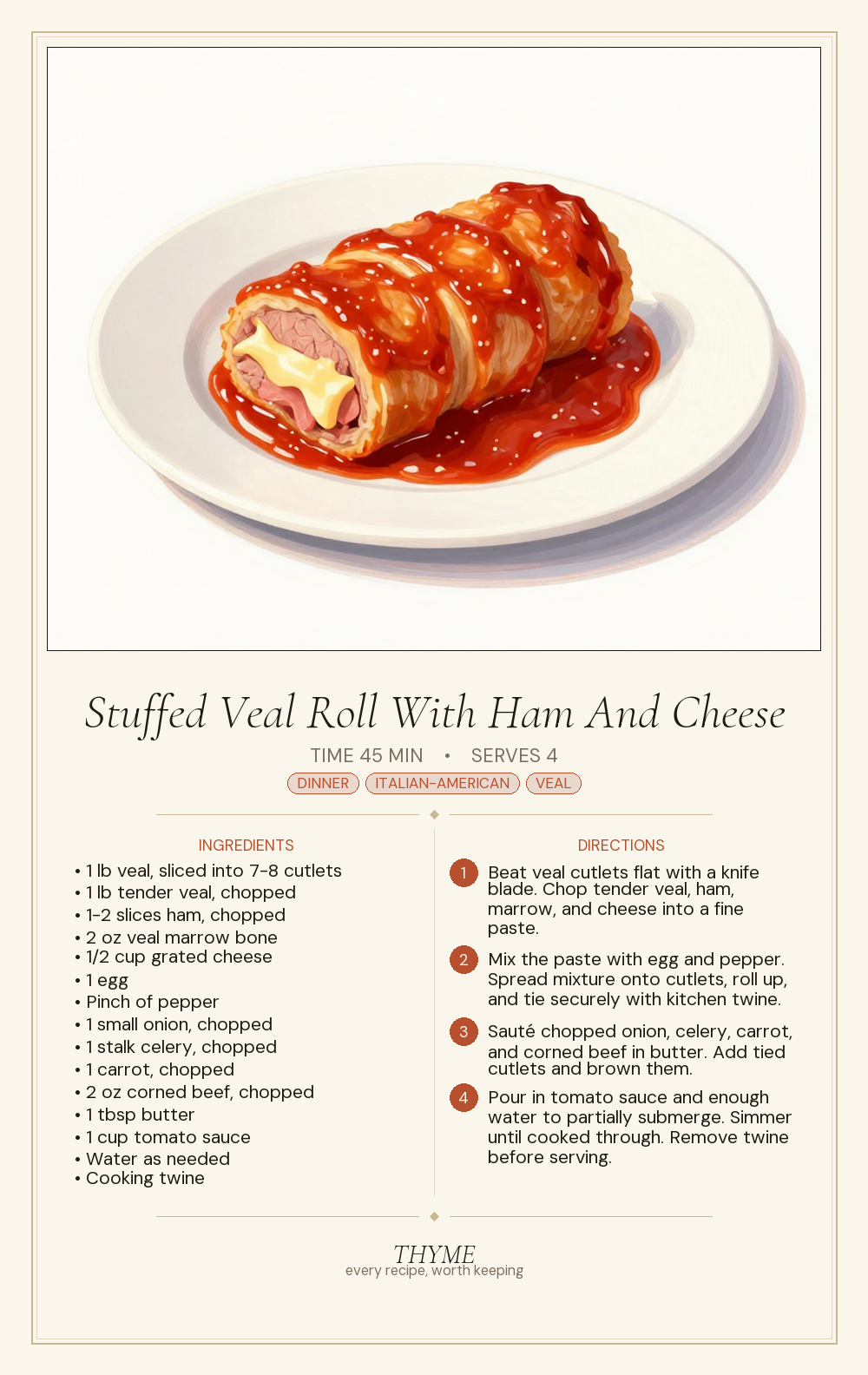 Stuffed Veal Roll With Ham And Cheese