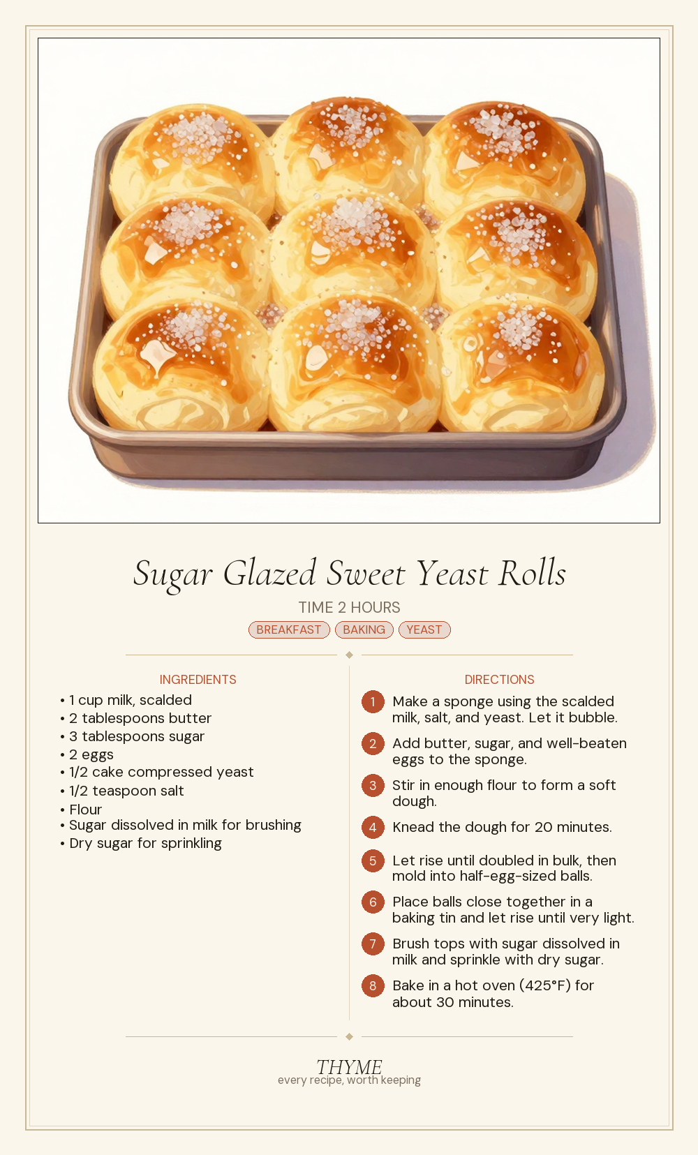 Sugar Glazed Sweet Yeast Rolls