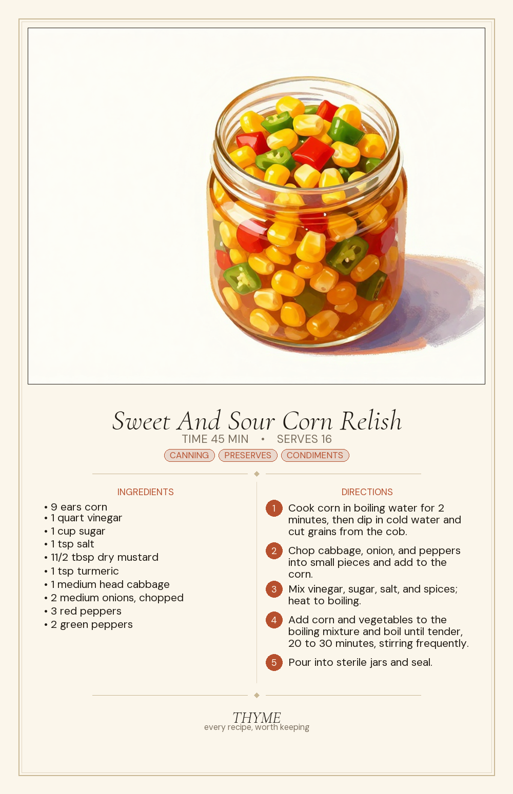 Sweet And Sour Corn Relish