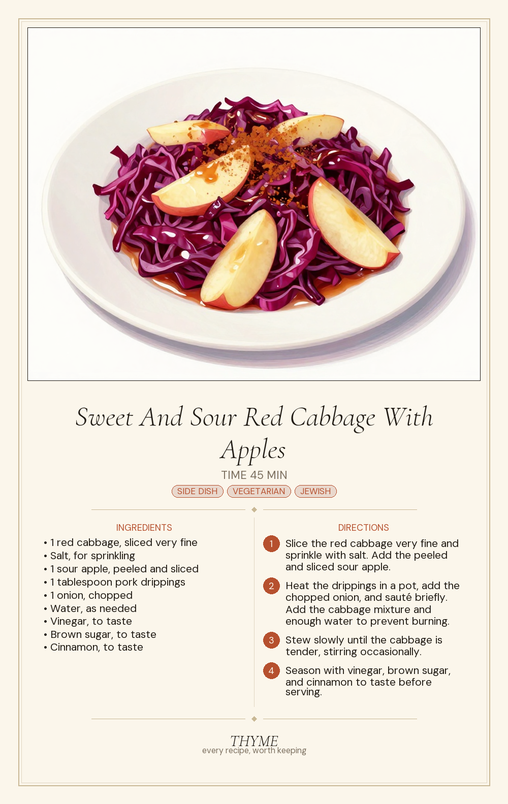 Sweet And Sour Red Cabbage With Apples