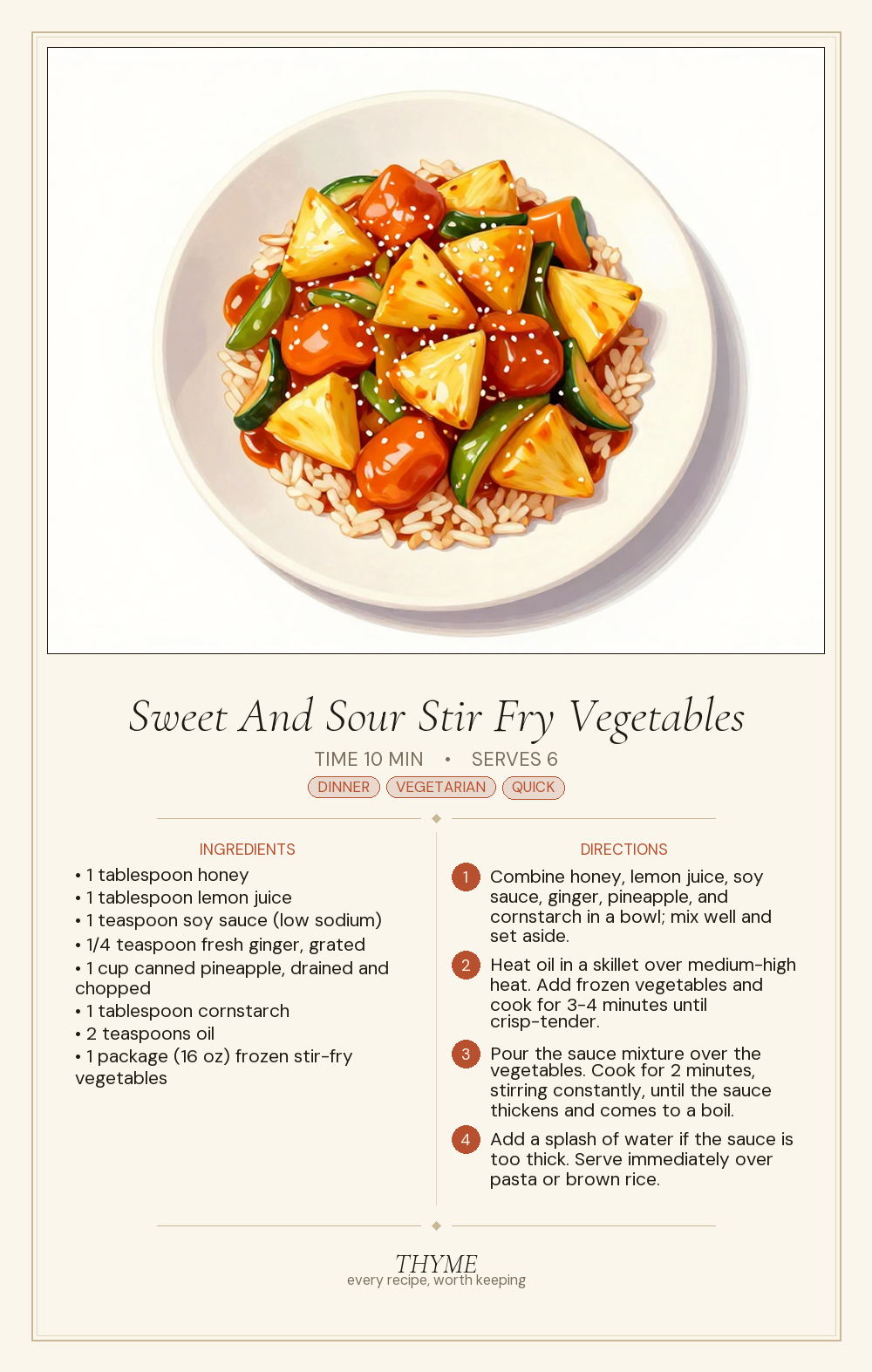 Sweet And Sour Stir Fry Vegetables