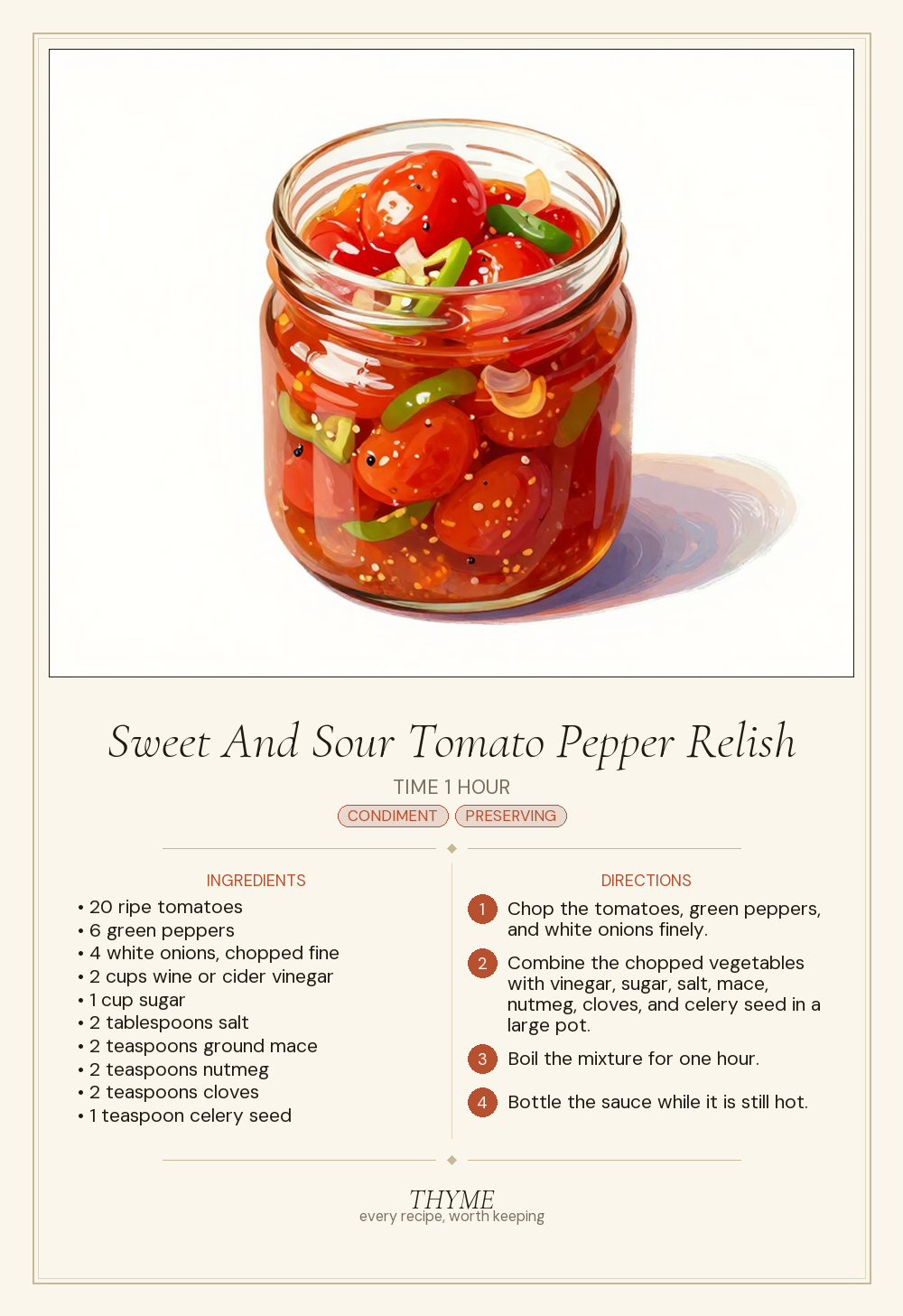Sweet And Sour Tomato Pepper Relish