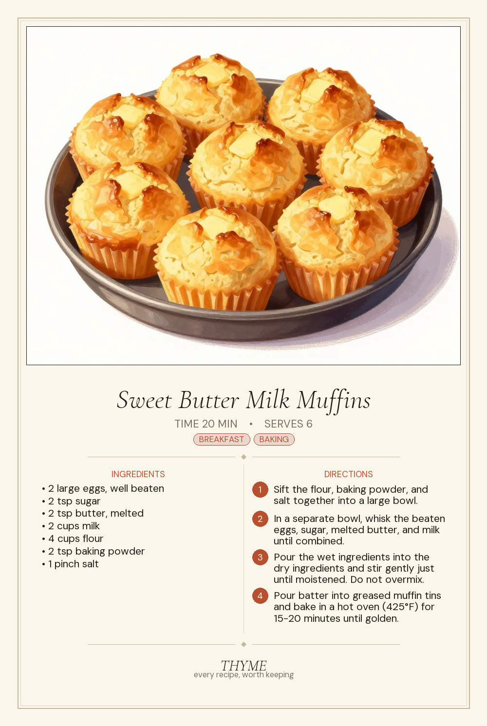 Sweet Butter Milk Muffins