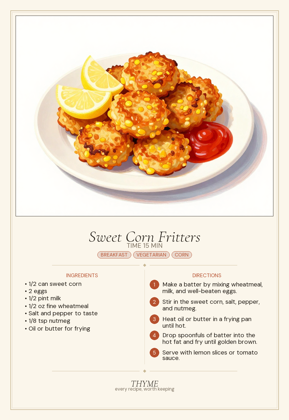 Sweet Corn Fritters