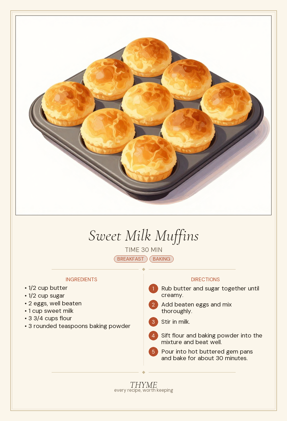 Sweet Milk Muffins
