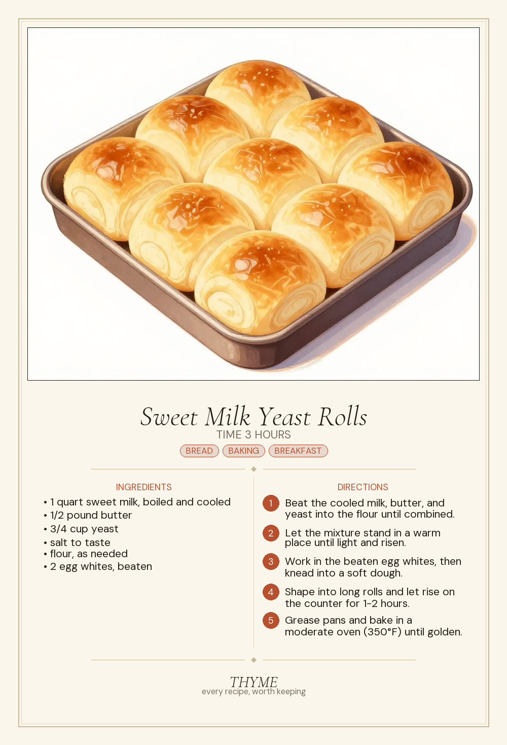 Sweet Milk Yeast Rolls