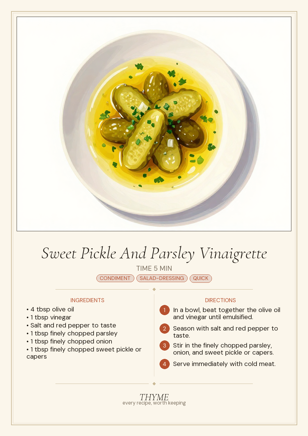 Sweet Pickle And Parsley Vinaigrette