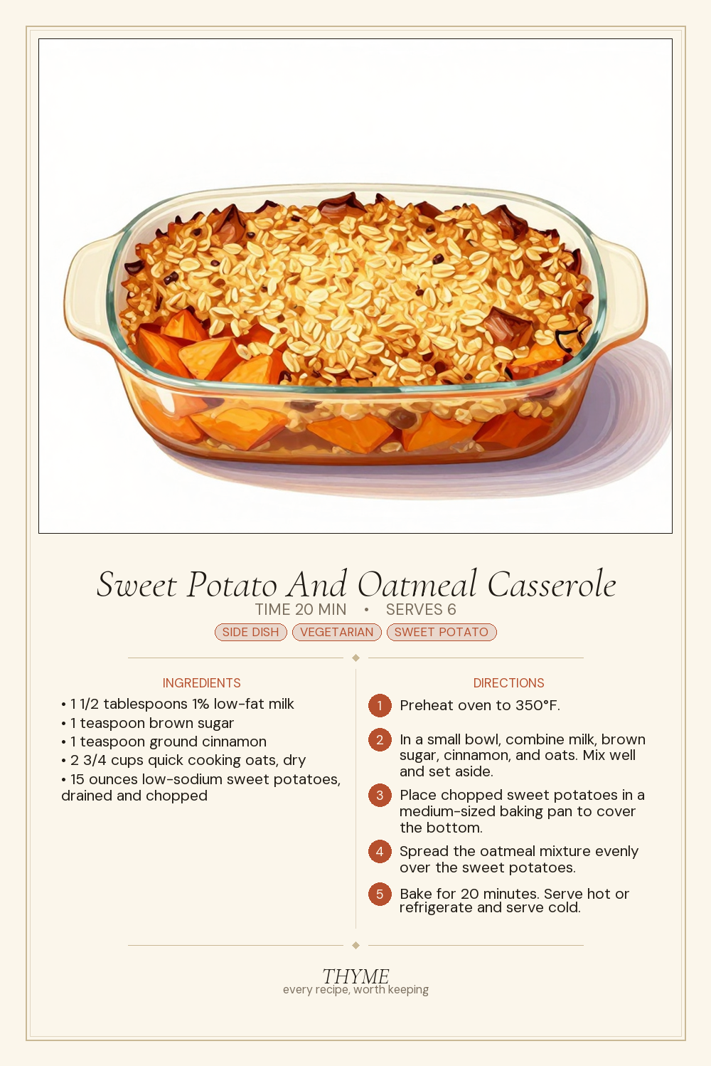 Sweet Potato And Oatmeal Casserole