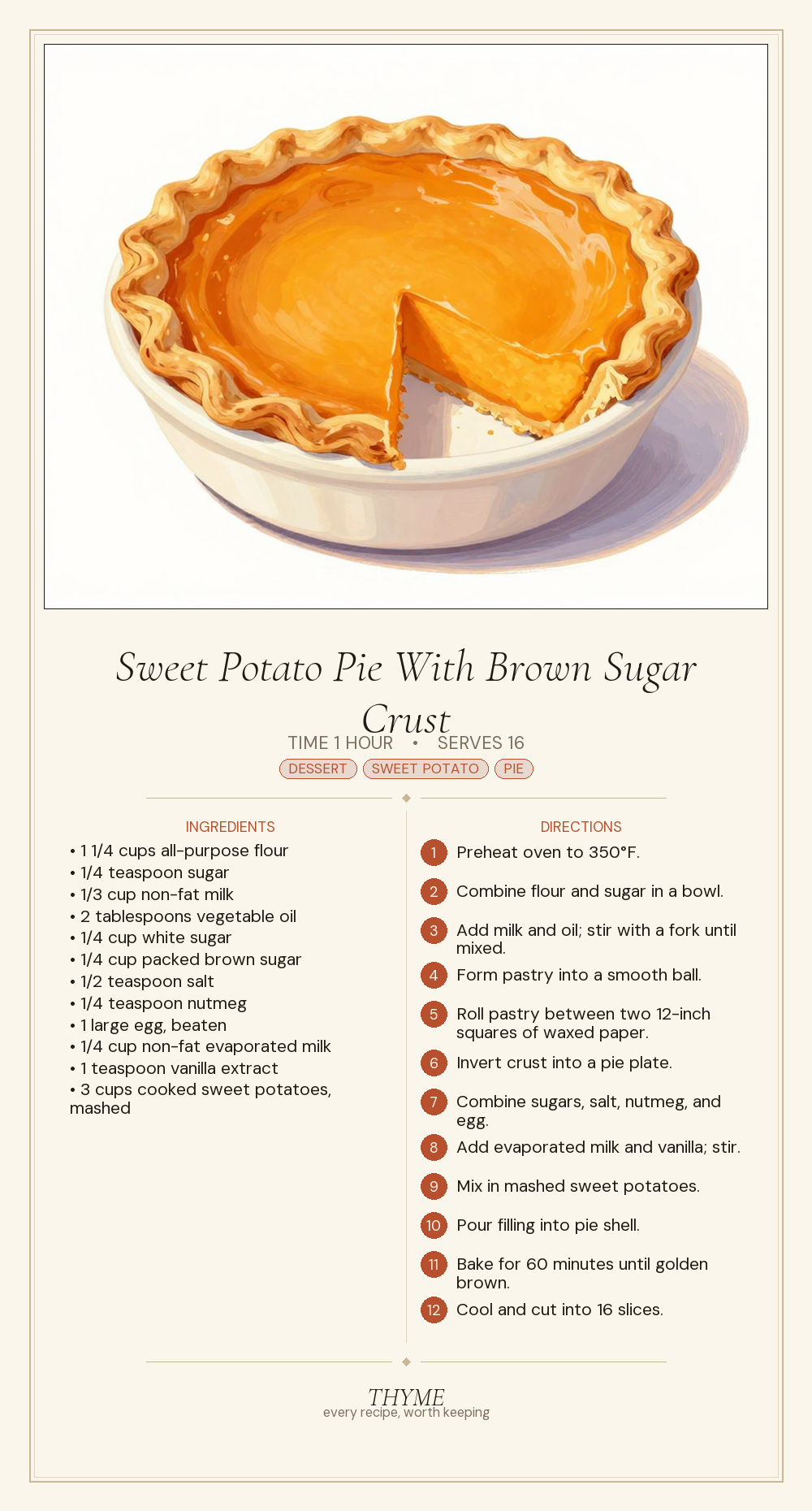 Sweet Potato Pie With Brown Sugar Crust
