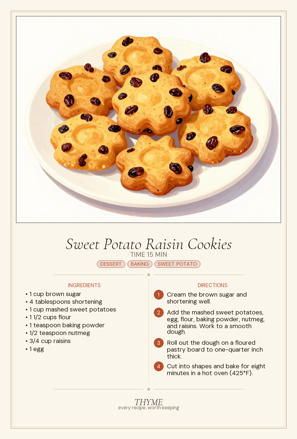 Sweet Potato Raisin Cookies
