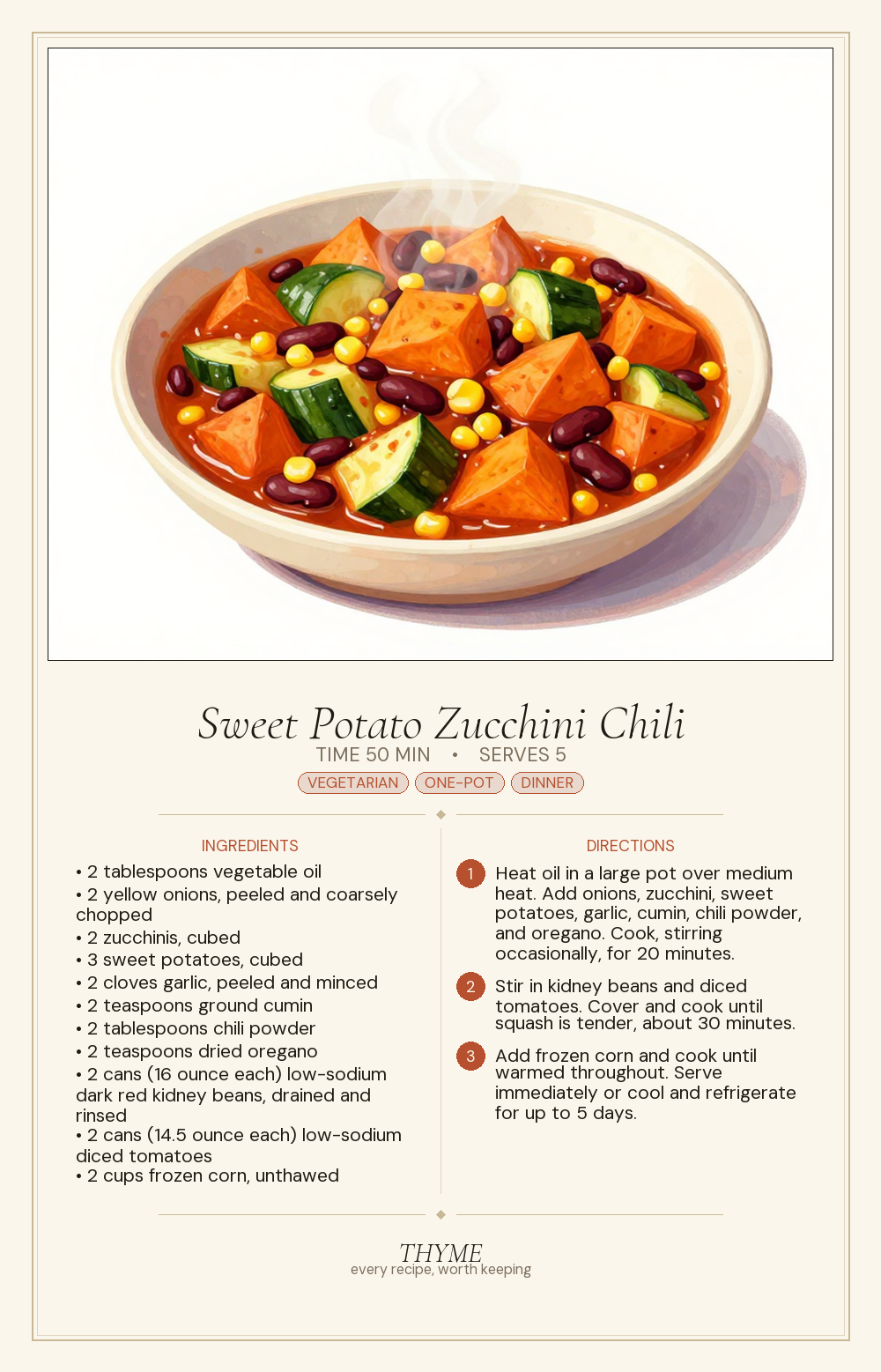 Sweet Potato Zucchini Chili