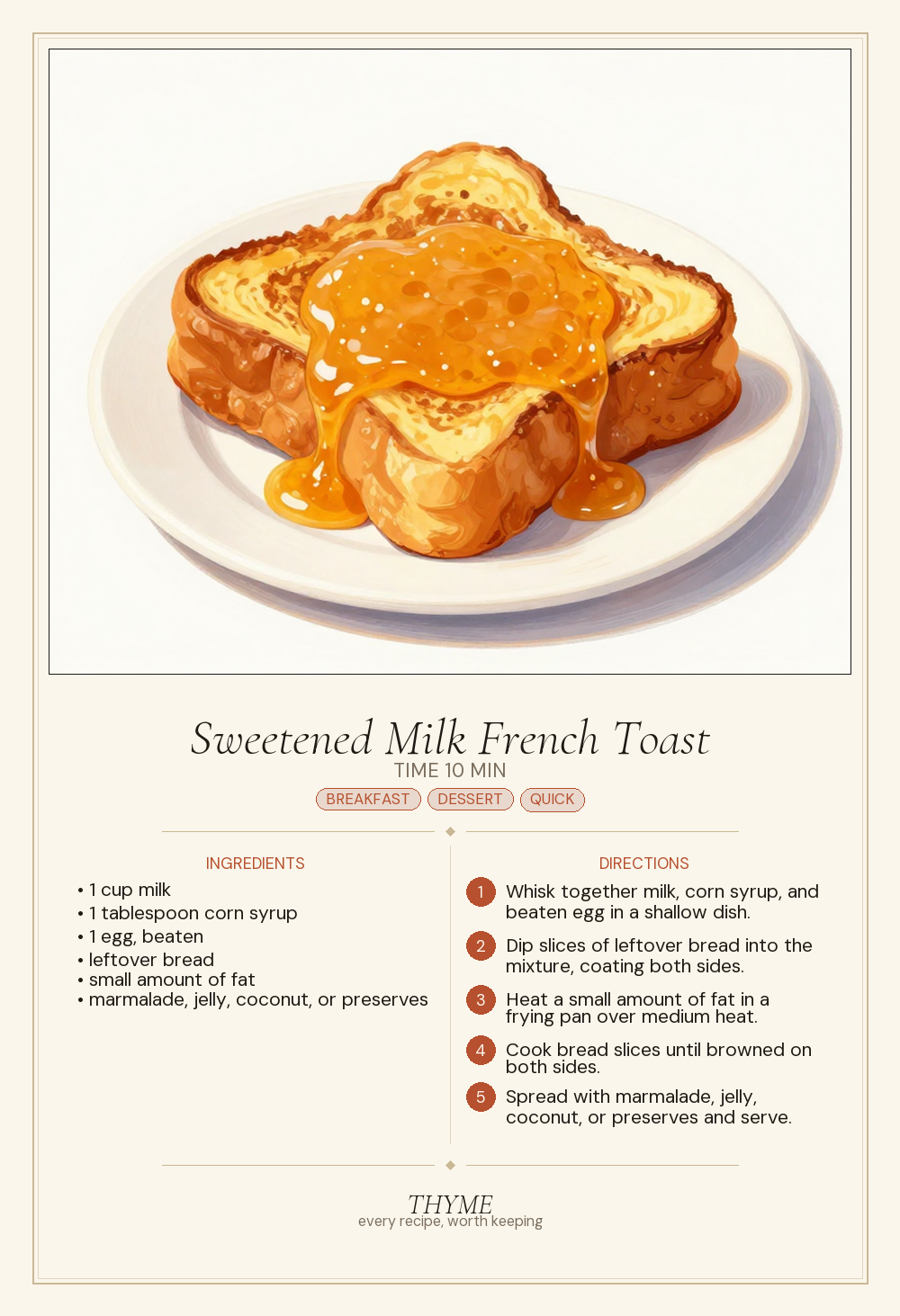 Sweetened Milk French Toast