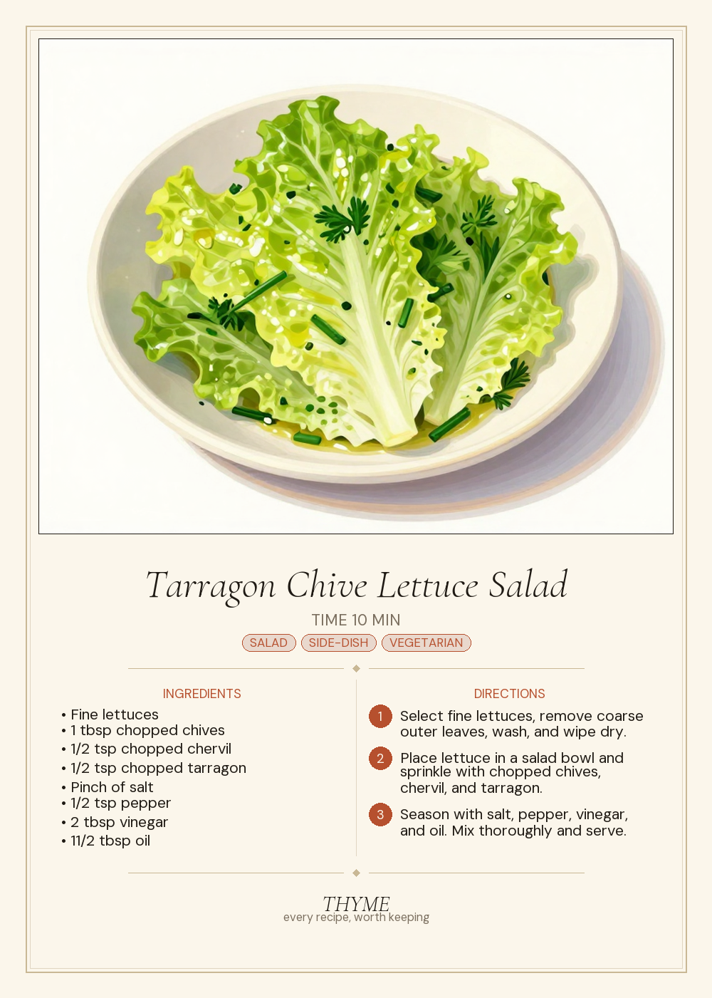 Tarragon Chive Lettuce Salad