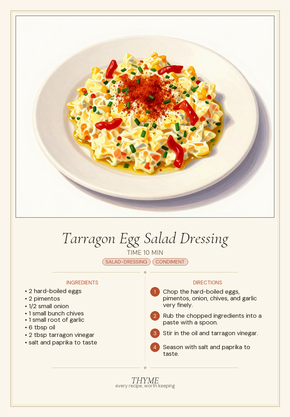 Tarragon Egg Salad Dressing