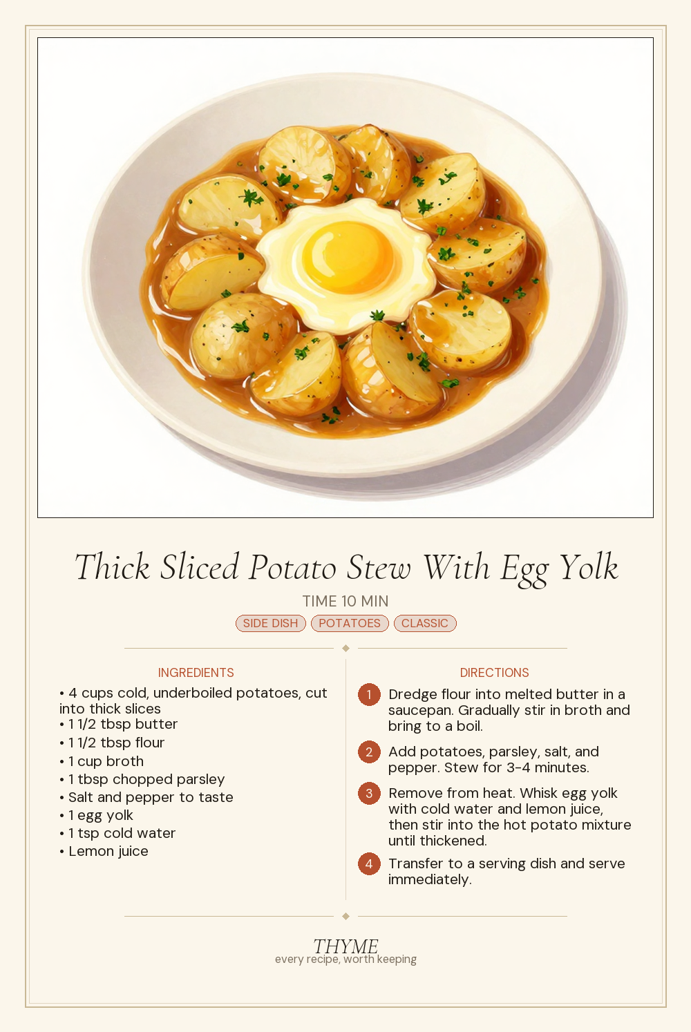 Thick Sliced Potato Stew With Egg Yolk