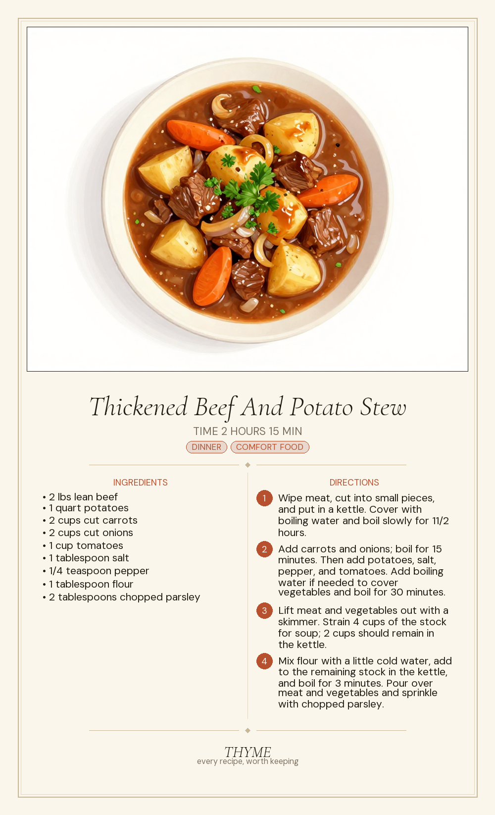 Thickened Beef And Potato Stew