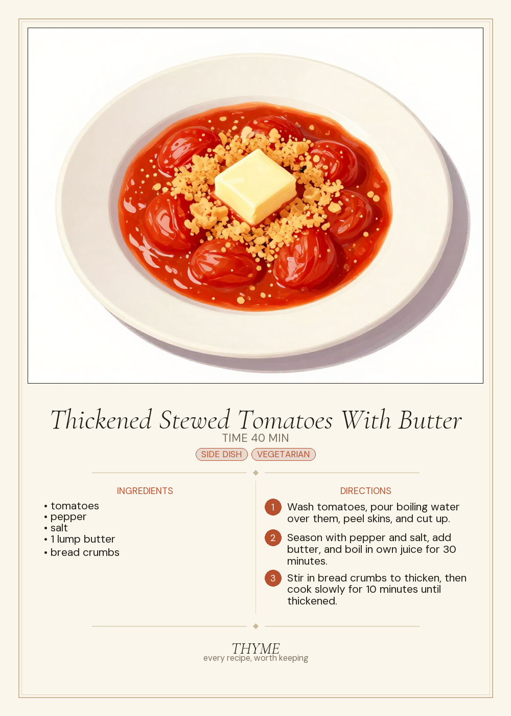 Thickened Stewed Tomatoes With Butter