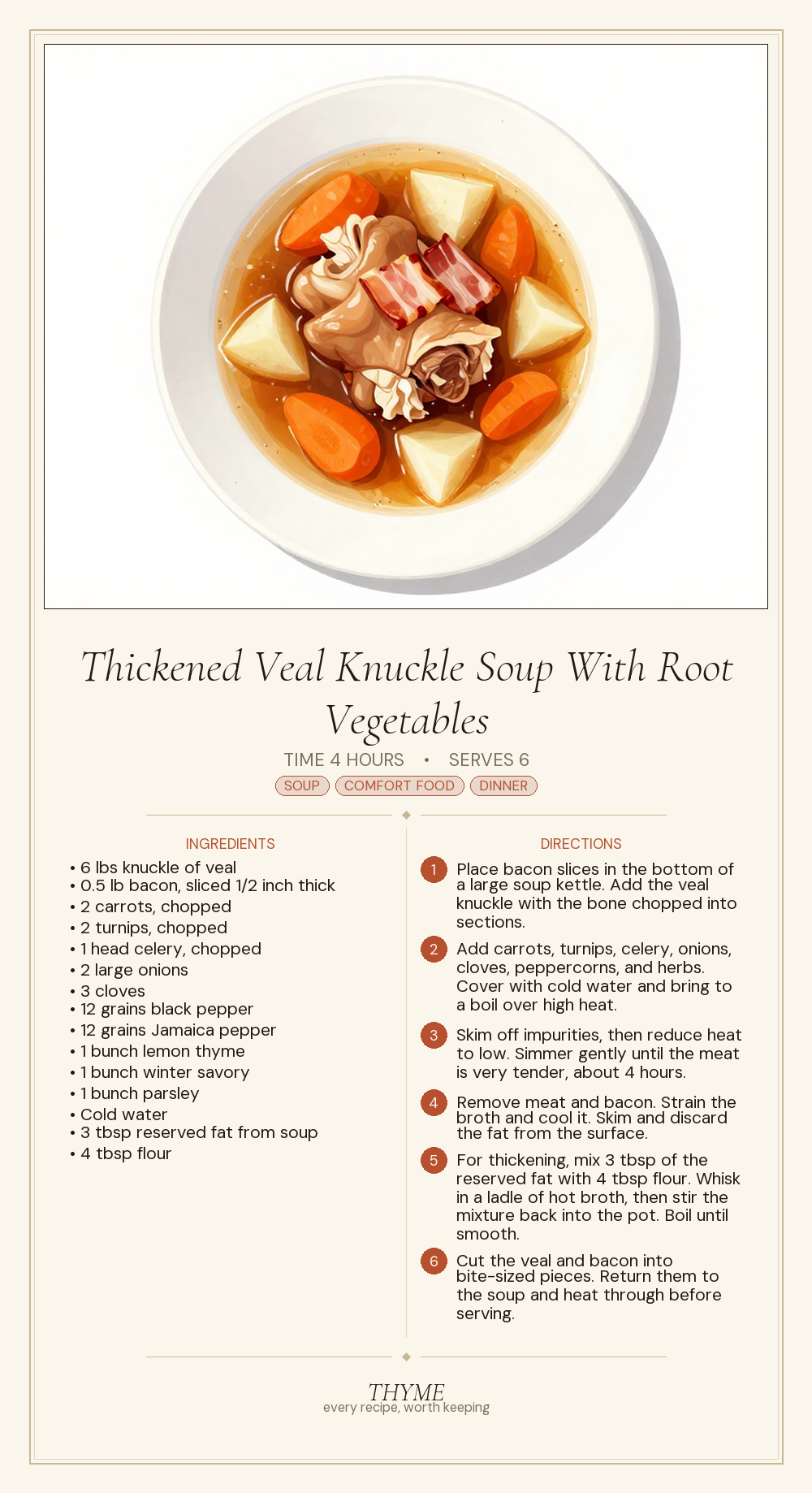 Thickened Veal Knuckle Soup With Root Vegetables
