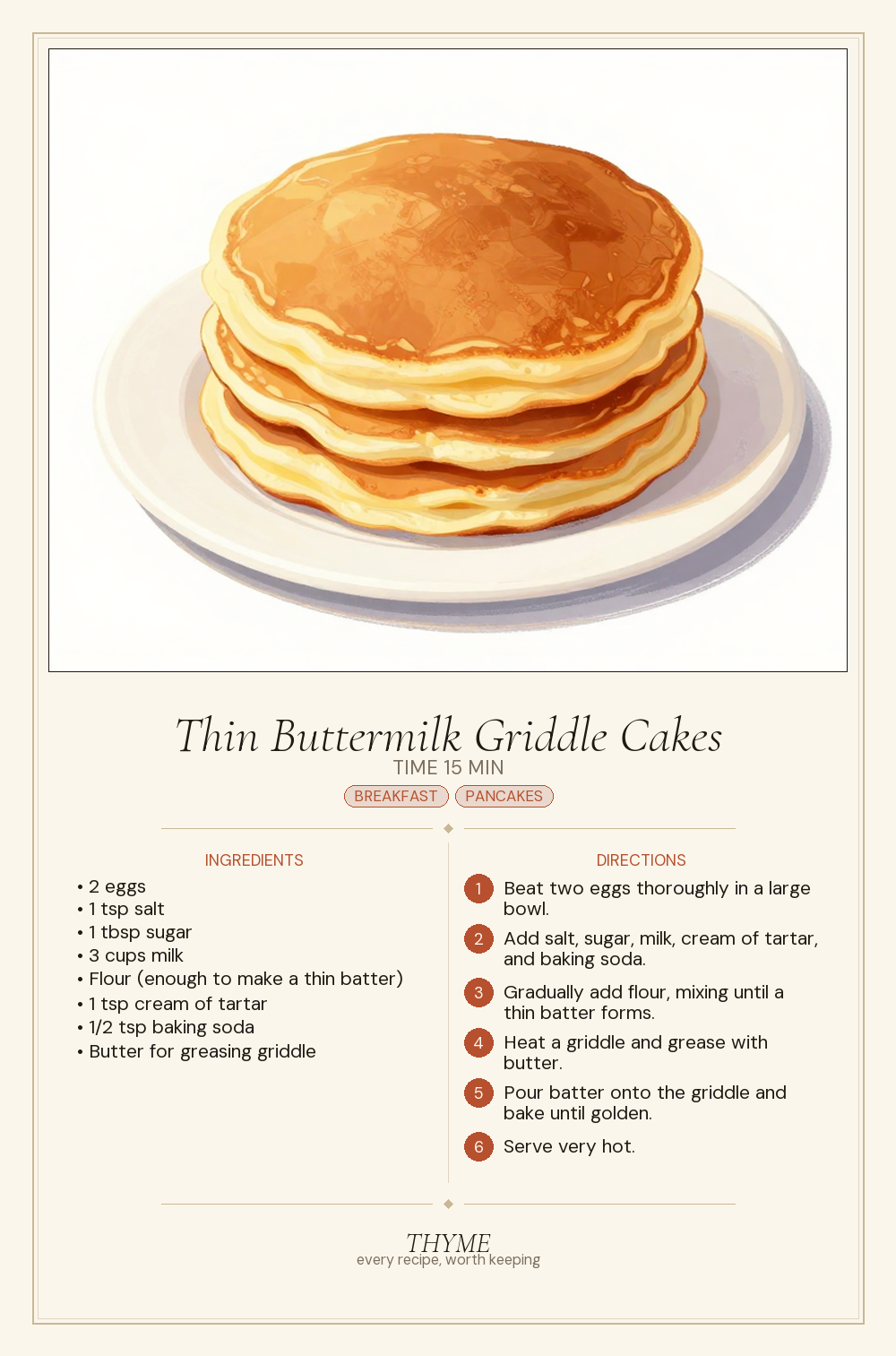 Thin Buttermilk Griddle Cakes