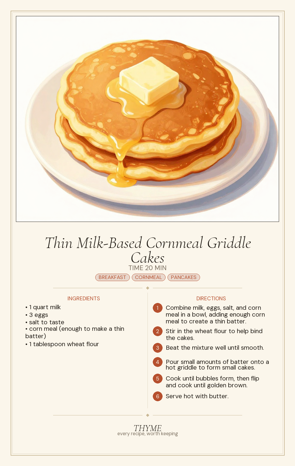 Thin Milk-Based Cornmeal Griddle Cakes