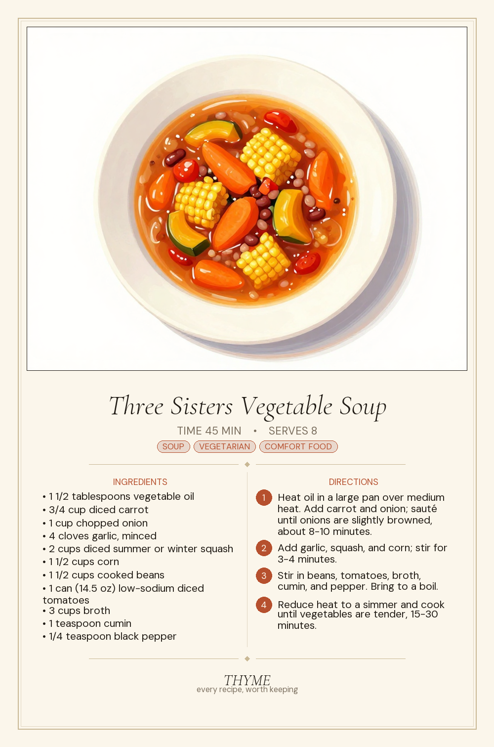 Three Sisters Vegetable Soup