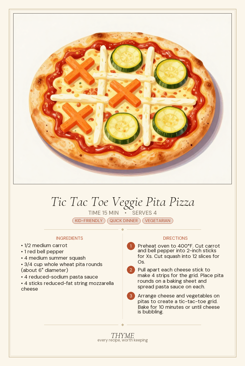 Tic Tac Toe Veggie Pita Pizza