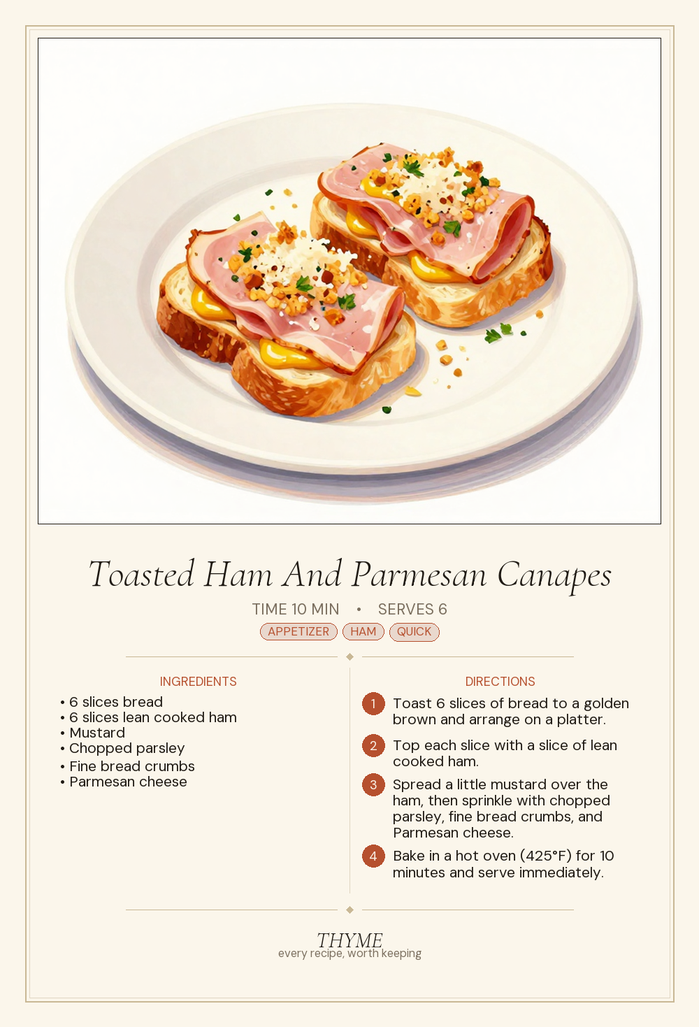 Toasted Ham And Parmesan Canapes
