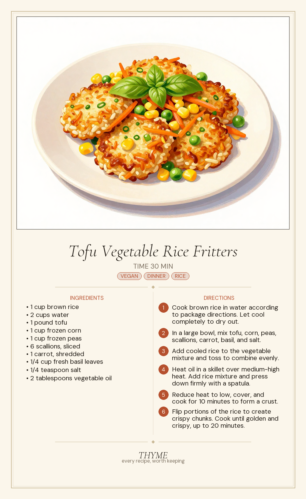 Tofu Vegetable Rice Fritters