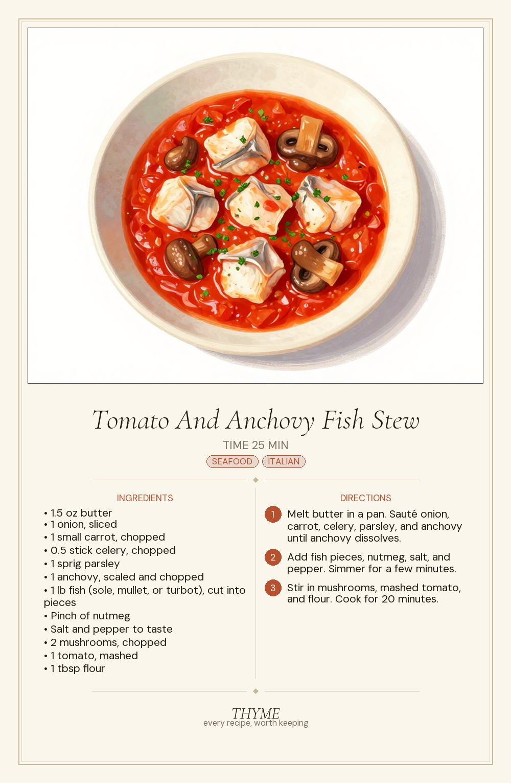 Tomato And Anchovy Fish Stew
