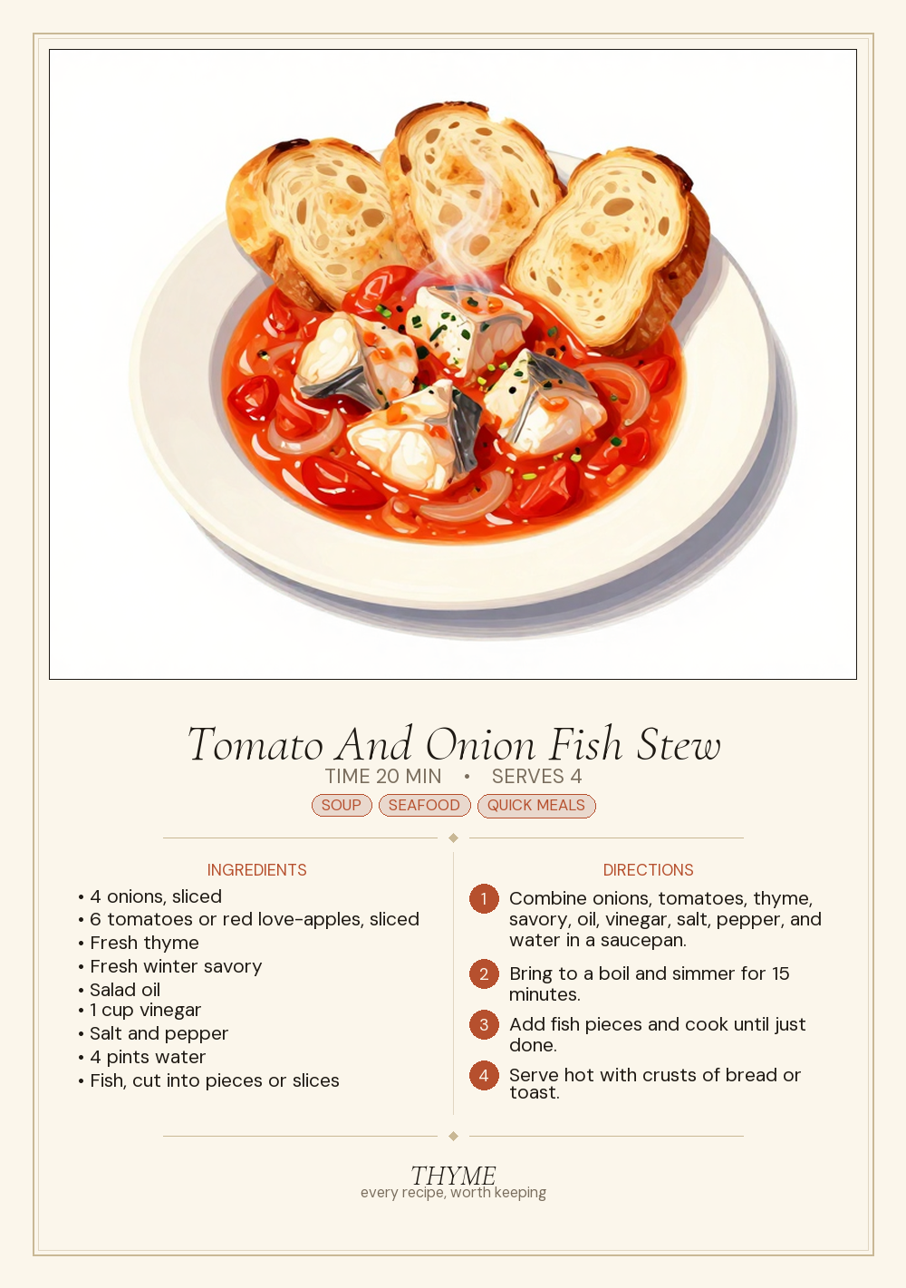 Tomato And Onion Fish Stew
